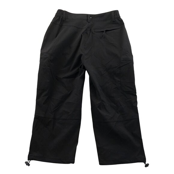 NWT Magco Msen Womens Cargo Pants Small Black Outdoors Capri Elastic Waist Casua - Picture 2 of 13